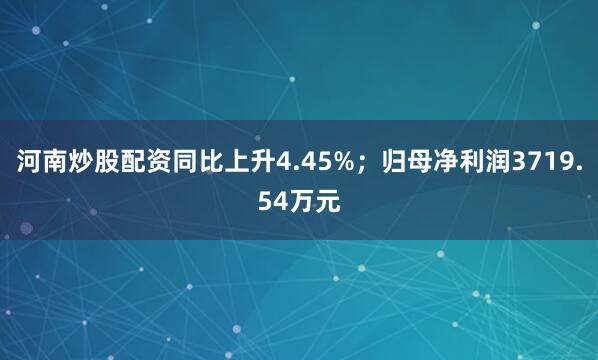河南炒股配资同比上升4.45%;归母净利润3719.54万元